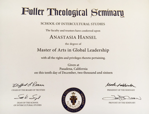 Masters certificate