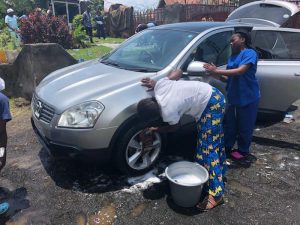 Teen moms washing the car.