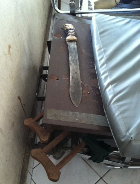 Machete that was hidden under a mattress at the shelter by a woman in crisis.